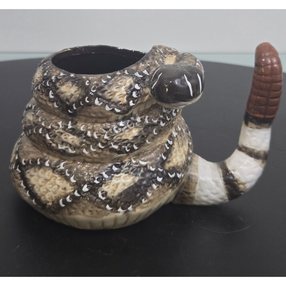 Rattlesnake Mug Novelty Snake Coffee Cup Unmarked Ceramic